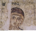 Autor nieznany , Malowidło ścienne przedstawiające św. Annę w geście nakazującym milczenie 
(fragment)