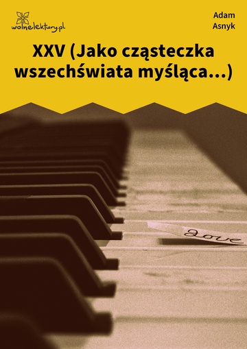 Adam Asnyk, Nad głębiami, XXV (Jako cząsteczka wszechświata myśląca...)