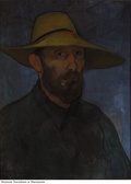 Władysław Ślewiński, Autoportret w słomkowym kapeluszu