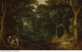 Jan St. Brueghel, Abraham Govaerts, Sebastian Vrancx, Pejzaż z rozbójnikami dzielącymi łup
