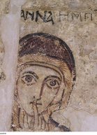 Autor nieznany – Malowidło ścienne przedstawiające św. Annę w geście nakazującym milczenie 
(fragment)